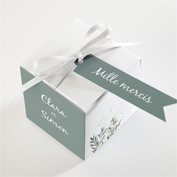 Boîte de dragées mariage champêtre virevoltant - Dessus de la boîte