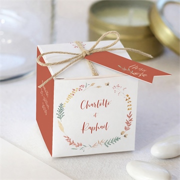 Boîte de dragées mariage terre de feu