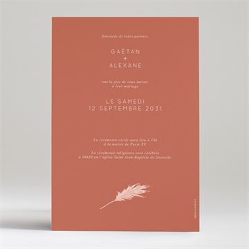 Faire-part mariage terracotta pampa - Dos du faire-part