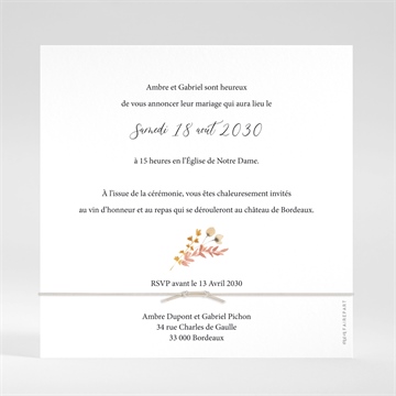 Faire-part mariage incandescent - Dos du faire-part