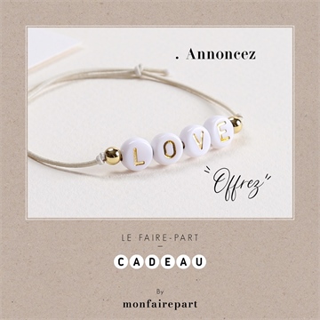 Faire-part mariage love bracelet - Vue marketing