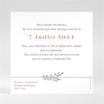 Faire-part mariage fusion - Dos du faire-part