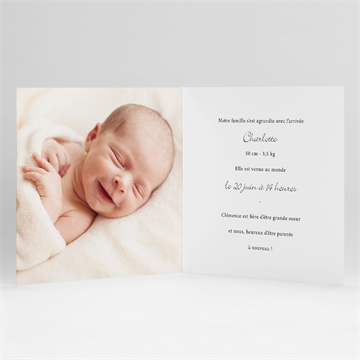 Faire-part naissance petit mot d'amour - Intérieur du faire-part