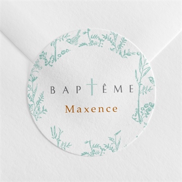 Sticker baptême gravure en rond magnet