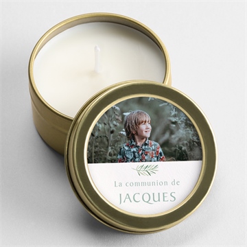 Bougie communion végétal et dorure carré