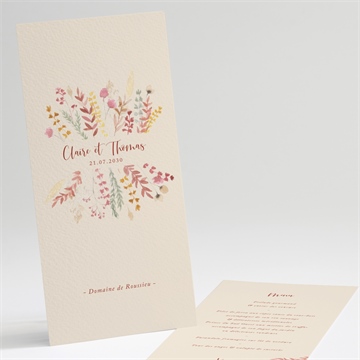 Menu mariage élégance champêtre