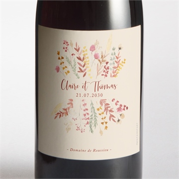 Etiquette de bouteille mariage élégance champêtre