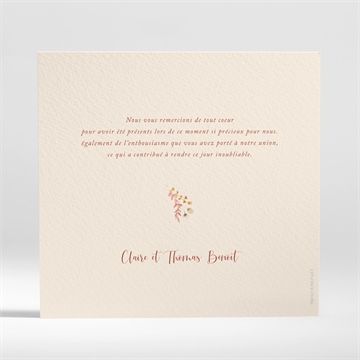 Remerciement mariage élégance champêtre - Dos de la carte