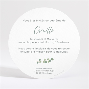 Faire-part de baptême grâce - Dos du faire-part