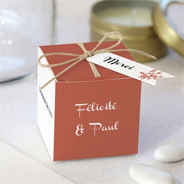 Boîte de dragées mariage fleurs d'automne