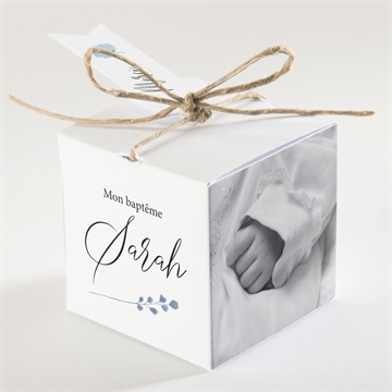 Boîte de dragées baptême baptême champêtre - Dos de la boîte