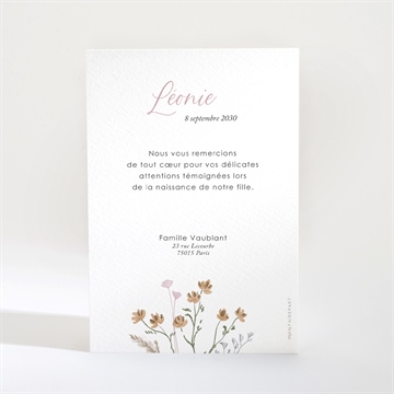 Remerciement naissance pétillante - Dos de la carte