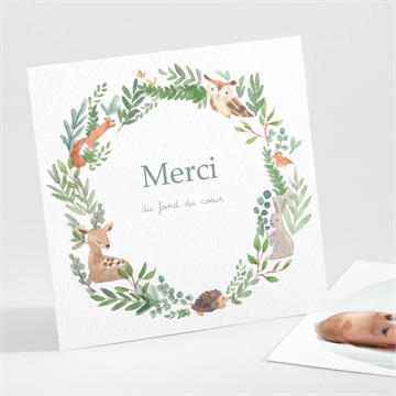 Remerciement naissance tendre flore dorure