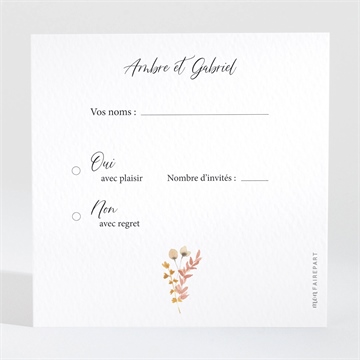 Carton réponse mariage incandescent - Dos du carton