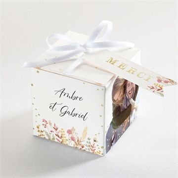 Boîte à dragées dorure - cube