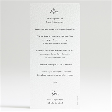 Menu mariage notre union - Dos du menu