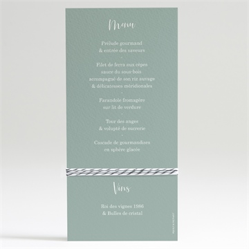 Menu mariage a l'unisson - Dos du menu