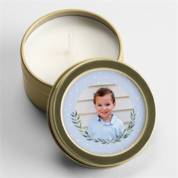 Bougie communion doux flocons étiquette