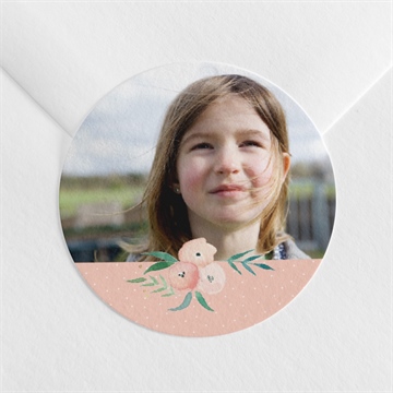 Sticker communion rose tendre dorure