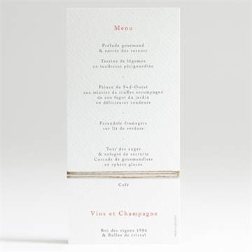 Menu mariage notre promesse - Dos du menu