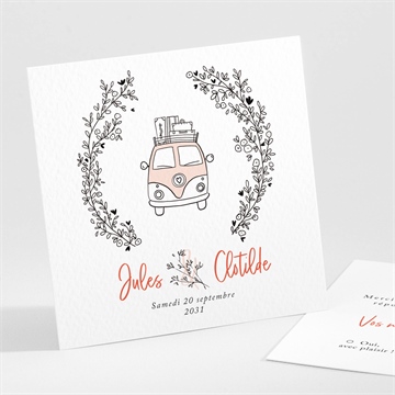 Carton réponse mariage champetre van life