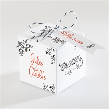 Boîte de dragées mariage douceur champetre 2 volets