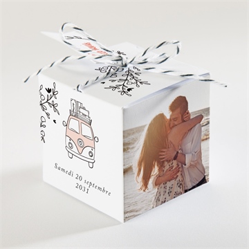 Boîte de dragées mariage champetre van life - Dos de la boîte