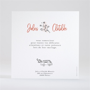 Remerciement mariage champetre van life - Dos du remerciement