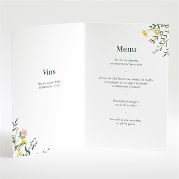 Menu mariage encadrés - Intérieur du menu