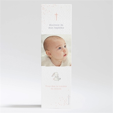 Signet baptême petit lapin baptême - Dos du signet