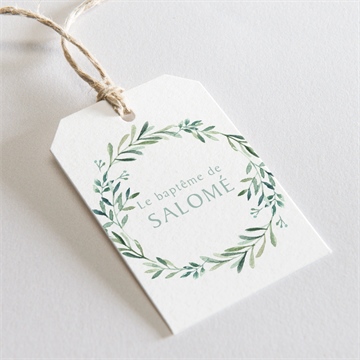 Etiquette baptême feuilles et or