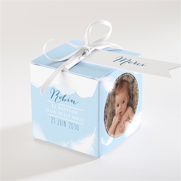 Boîte de dragées baptême duvet tout en rondeur