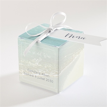 Boîte de dragées mariage paradis sur plage