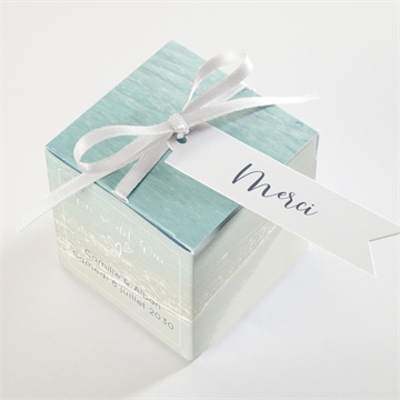 Boîte de dragées mariage paradis sur plage - Dessus de la boîte