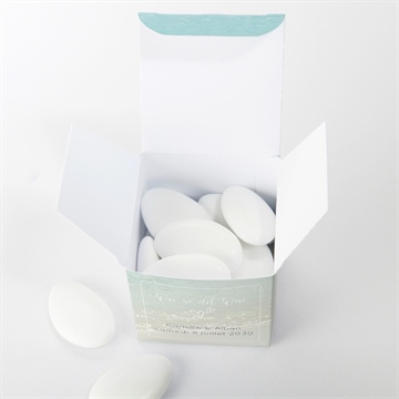 Boîte de dragées mariage paradis sur plage - Intérieur de la boîte