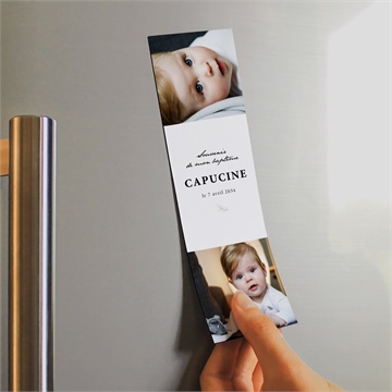 Signet baptême photos miniatures magnet - Mise en situation