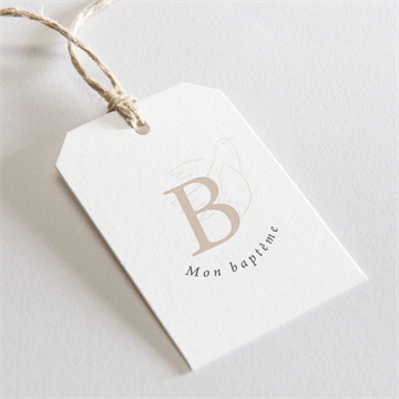 Etiquette baptême initiales d'or