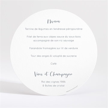 Menu mariage paradis sur plage - Dos du menu