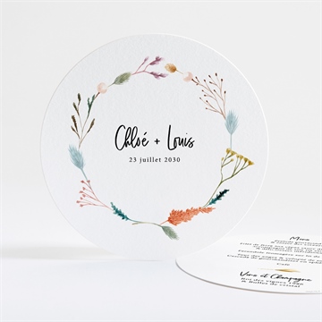Menu mariage art champêtre rond