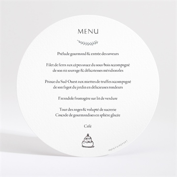 Menu mariage avec programme rond - Dos du menu