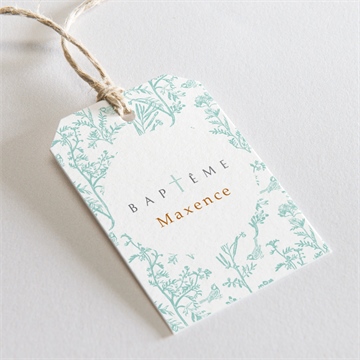 Etiquette baptême gravure en rond magnet