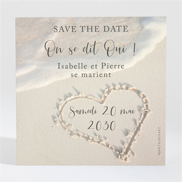 Save the Date mariage dans le sable plié