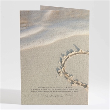 Livret de messe mariage dans le sable - Dos du livret