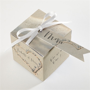 Boîte de dragées mariage dans le sable - Dessus de la boîte