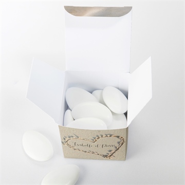 Boîte de dragées mariage dans le sable - Intérieur de la boîte