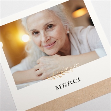 Remerciement décès sa présence dorure - Détail de la carte