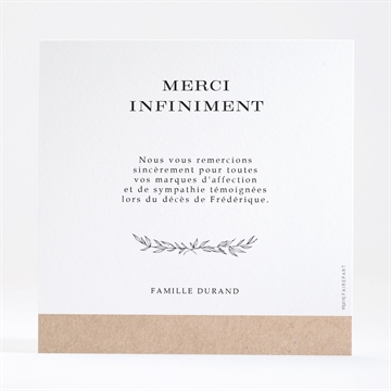 Remerciement décès sa présence dorure - Dos de la carte