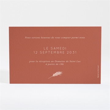 Carton d'invitation mariage terracotta pampa - Dos du carton