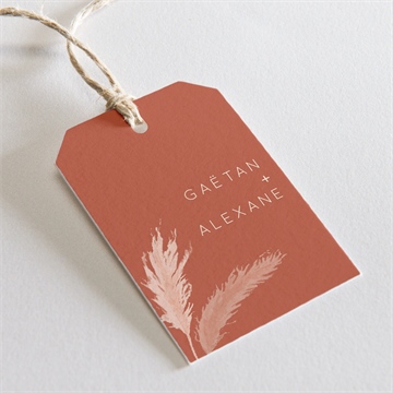 Etiquette mariage terracotta pampa