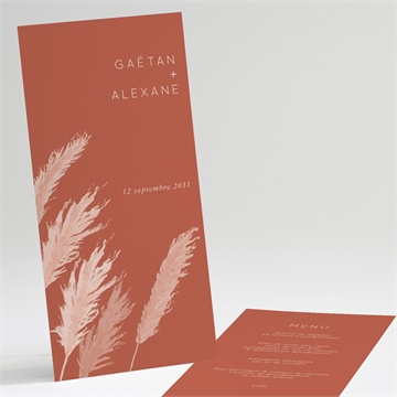 Menu mariage terracotta pampa